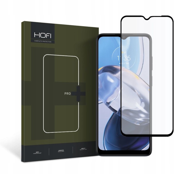 HOFI PRO+ képernyővédő fólia Motorola Moto E22i / E22-hez, Secure Glass, Full Glue, Fekete
