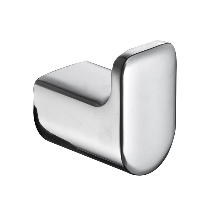 Cuier baie Remix, o agatatoare, din zinc, fixare prin gaurire, 5 x 4.7 x 3 cm, argintiu