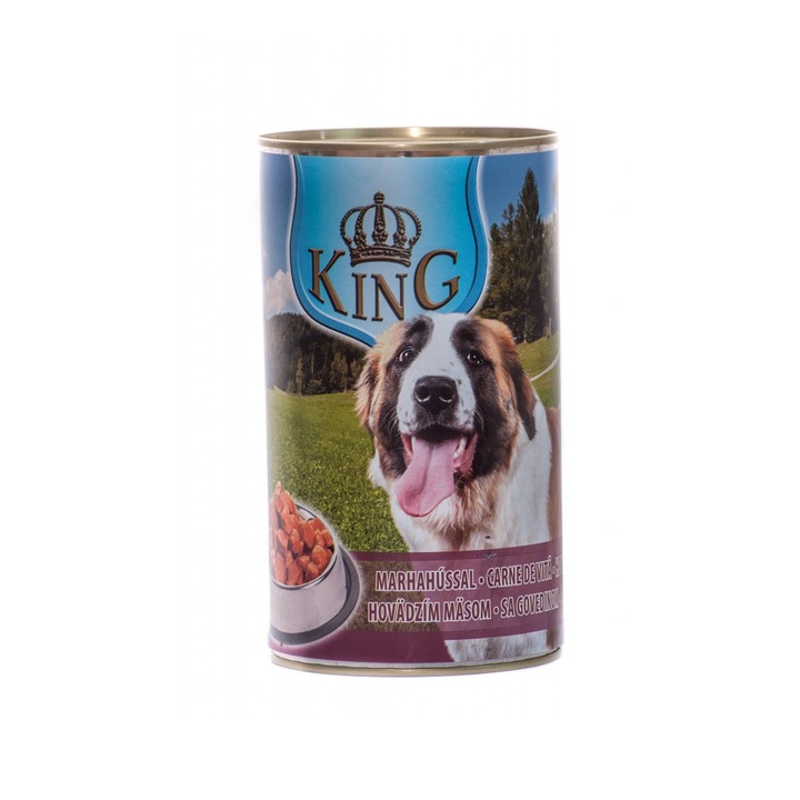 Nedves kutyaeledel, King Dog, felnőtt, marhahús, vitaminok és ásványi anyagok, 1240g