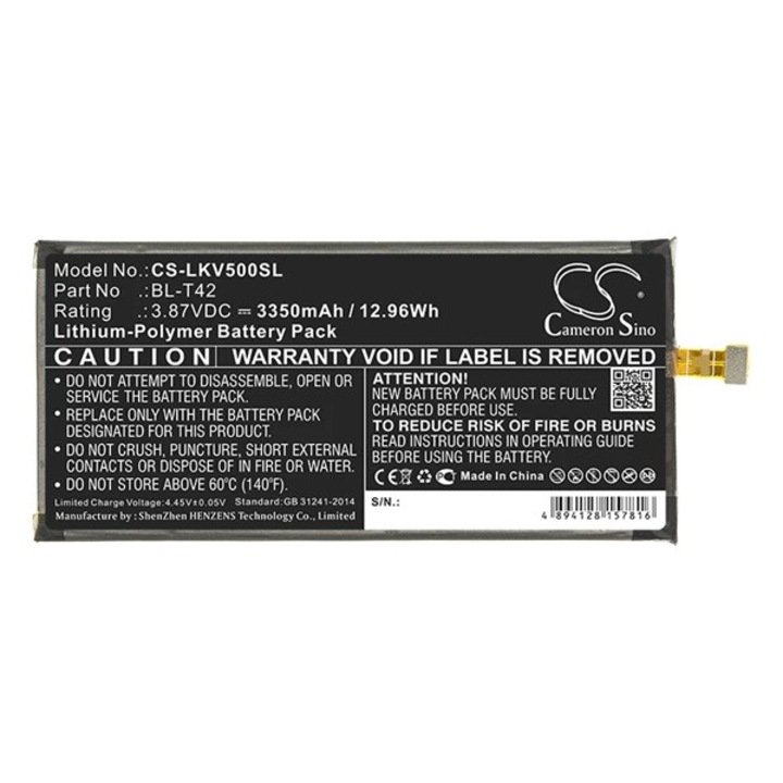 LG V50 ThinQ 5G (V500N) / V50S ThinQ 5G (V510N) Cameron sino li-polymer akku (3,87v / 3350mah, lg bl-t42 kompatibilis) fekete, CS-LKV500SL, gyártói csomagolás