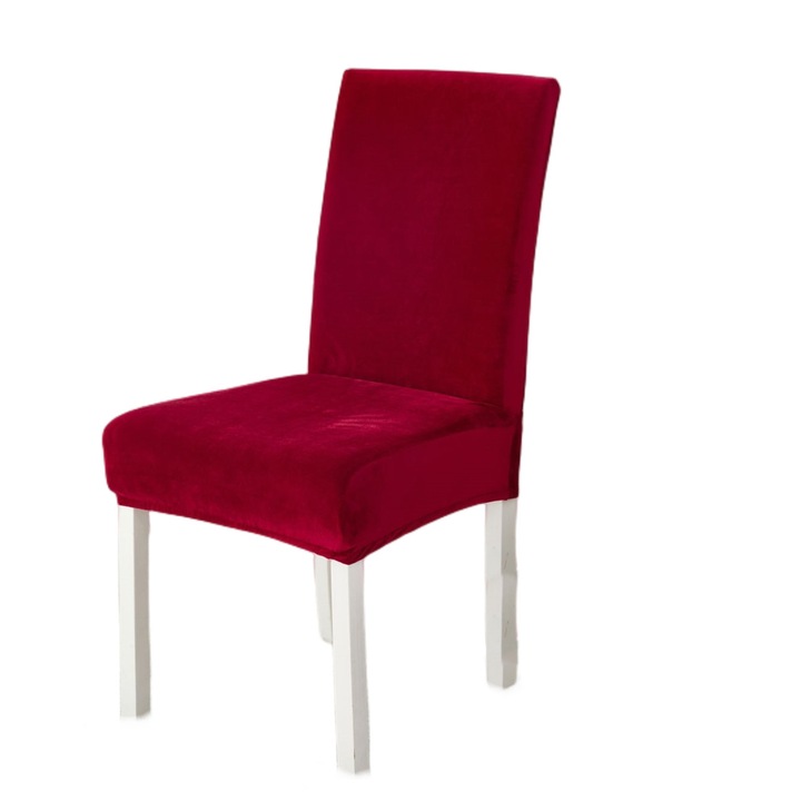 Комплект 4 универсални калъфа за столове, изработени от кадифе, CATI08, бордо, 55x45 см