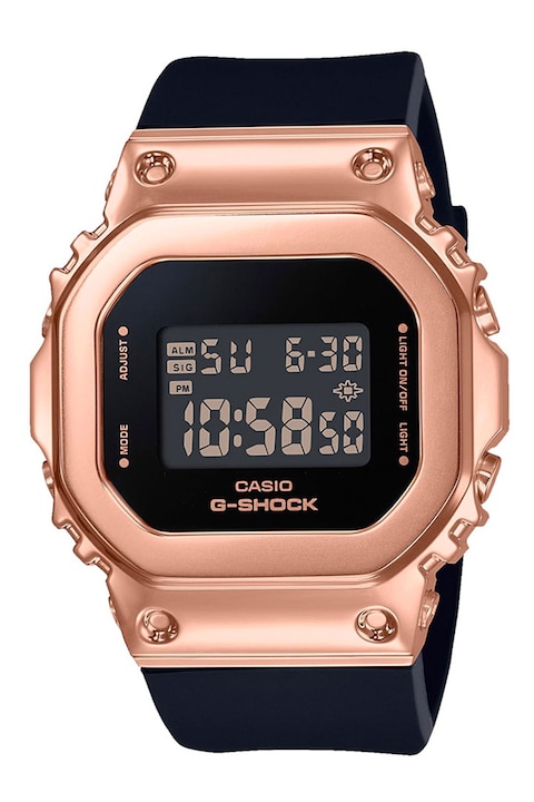 Casio, Квадратен дигитален часовник, Златист, Черен