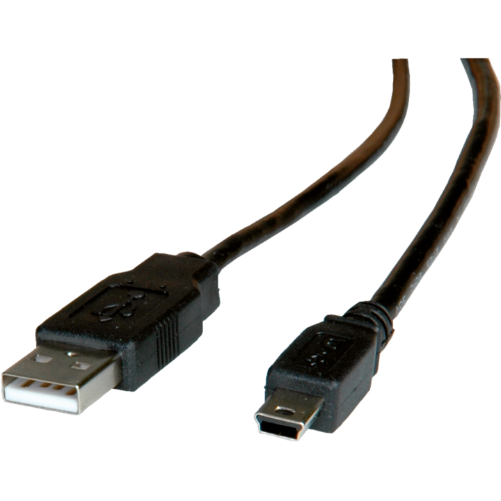 Cablu de conectare, Roline, USB A - mini USB B, 5 pini, 1.8 m, Negru