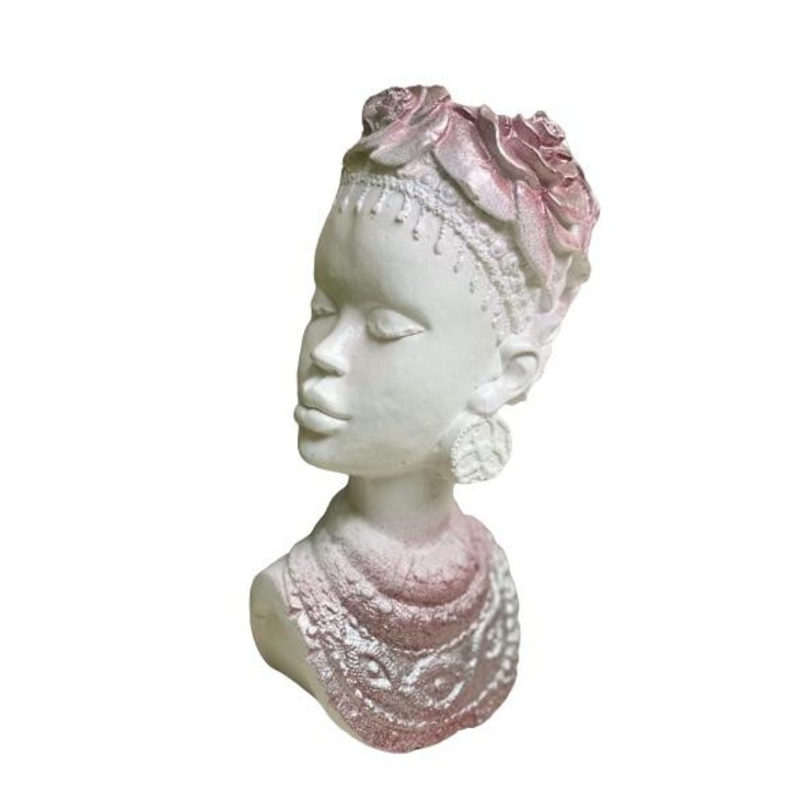 Zola típusú váza, gipszből, fehér, bronz, 25cm