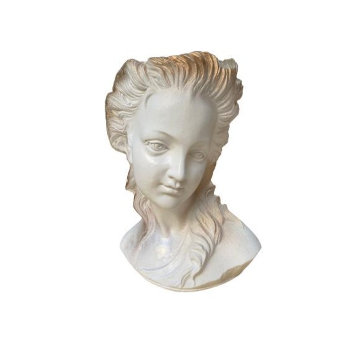 Júlia típusú gipszváza, fehér arannyal, 22cm