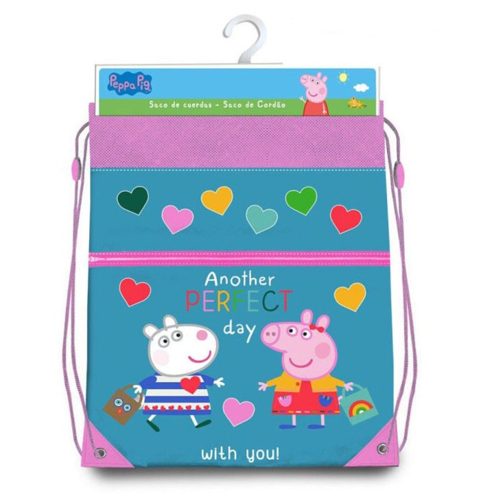Rucsac de umar cu snur Peppa Pig 42 cm, Disney