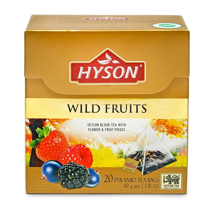 Ceai negru, Hyson, Aroma de fructe salbatice, 20 plicuri, 40 g