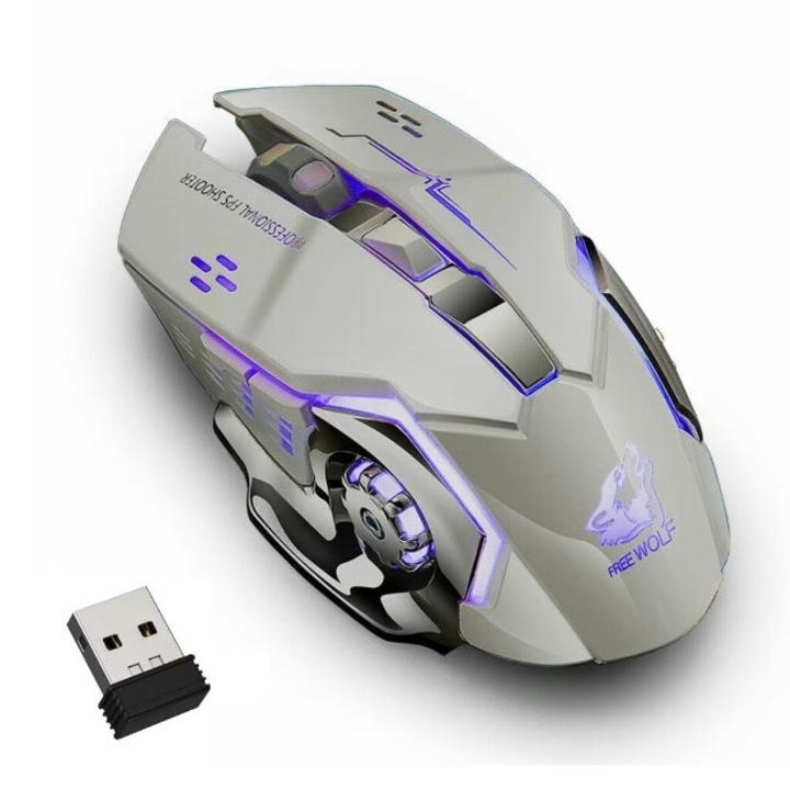 Excitat Gamer egér, USB, 7 szín LED-ekkel, szürke