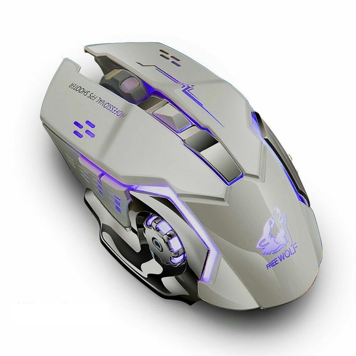 Мишка Gaming Excitat®, USB, 7 цвята със светодиоди, Сив