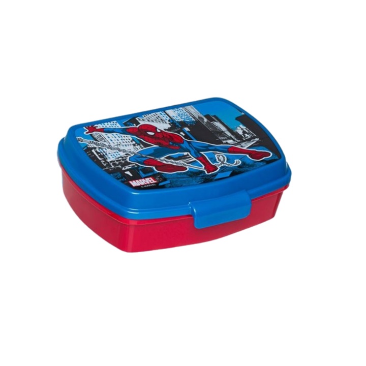 Кутия за храна, персонаж Спайдърмен, 500 ml, пластмаса, червено синя, JMB-BBL6534