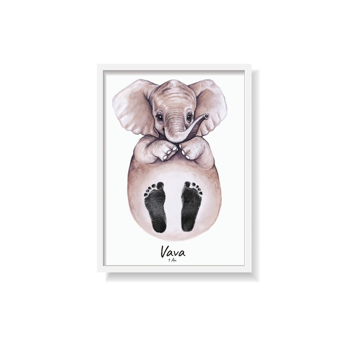 Персонализиран комплект картини с животно за деца, 2 бр. Слон, с отпечатъци, 30x40 см