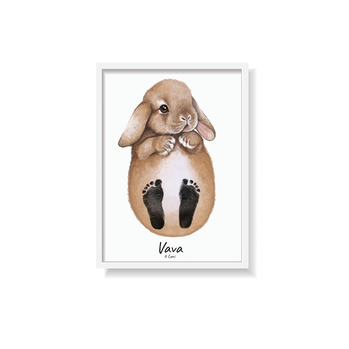 Комплект картини с животно за деца, 2 бр Заек, с отпечатъци, 30x40 см