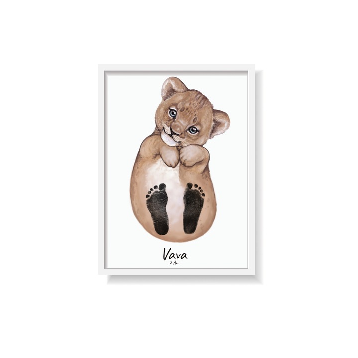 Персонализиран комплект картини с животно за деца, 2 бр. Лъв, с отпечатъци, 30x40 см