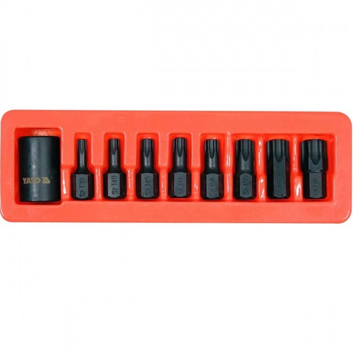 Set 9 biti de impact Torx, Yato YT-10664, cu adaptor 1/2", Cr-Mo