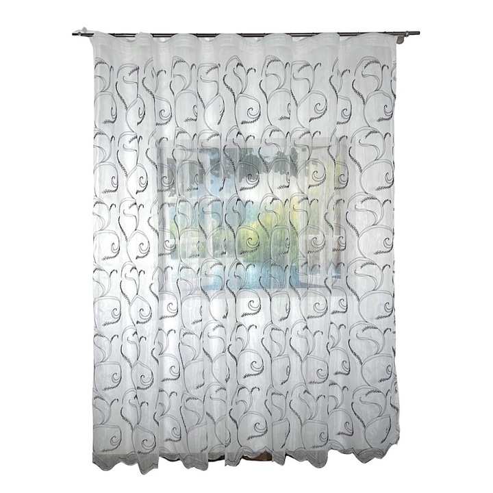 Dán függöny, 240 x 200 cm, fekete-fehér organza