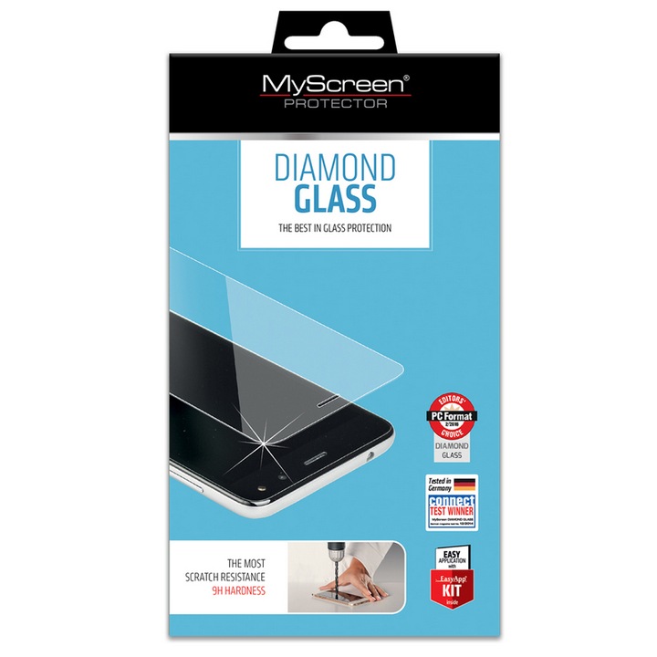 Képernyővédő fólia, kompatibilis, Apple iPhone 13 Pro / iPhone 13 / iPhone 14 Myscreen diamond glass képernyővédő üveg (extra karcálló, 0.33mm, 9h) átlátszó, gyártói csomagolás