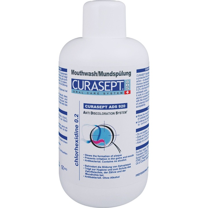 Apa de Gura Curasept ADS 920, cu Clorhexidina 0,20%, Flacon 900ml, Fara Alcool