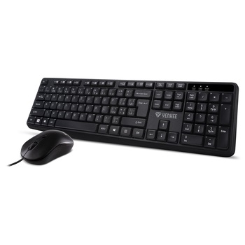 Set tastatura si mouse, Yenkee, YKM 1007HU, cu fir, HU Layout, Negru