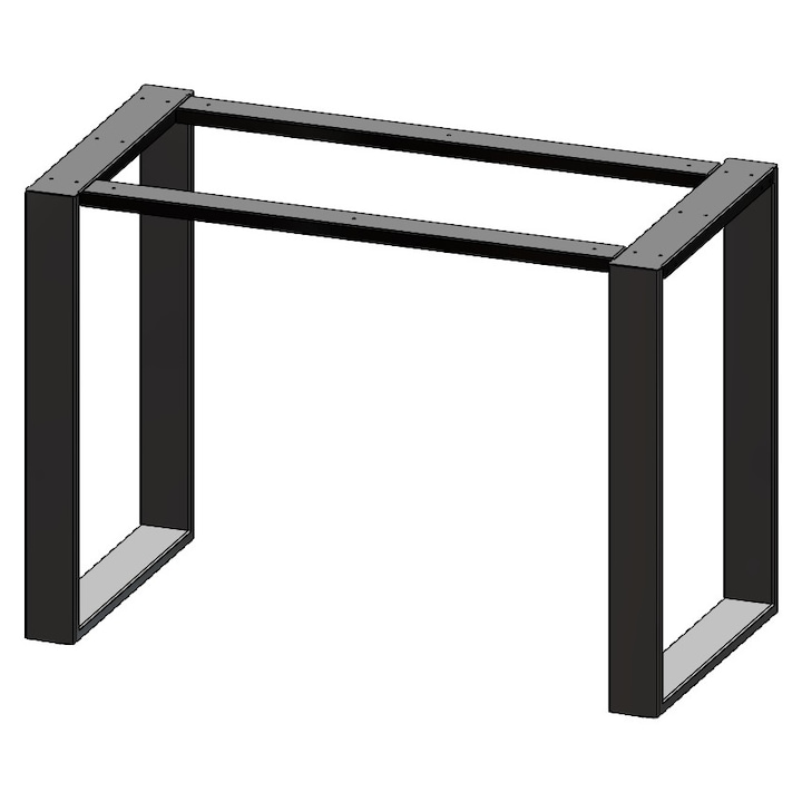 Set 2 picioare masa, Profil lat Metal 80x20 mm, Vopsire in camp electrostic, Negru mat, 72x50x8 cm