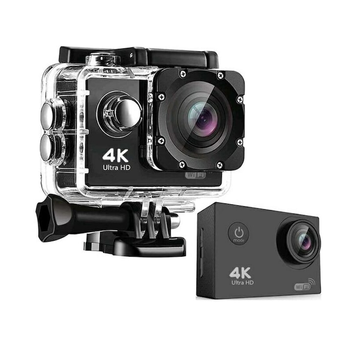 Sport videokamera WIFI 4K Ultra HD 16MP 30fps Vízálló ház Reflexiós távirányító vízálló, 170D vízálló tartomány, sísportok videófelvételei