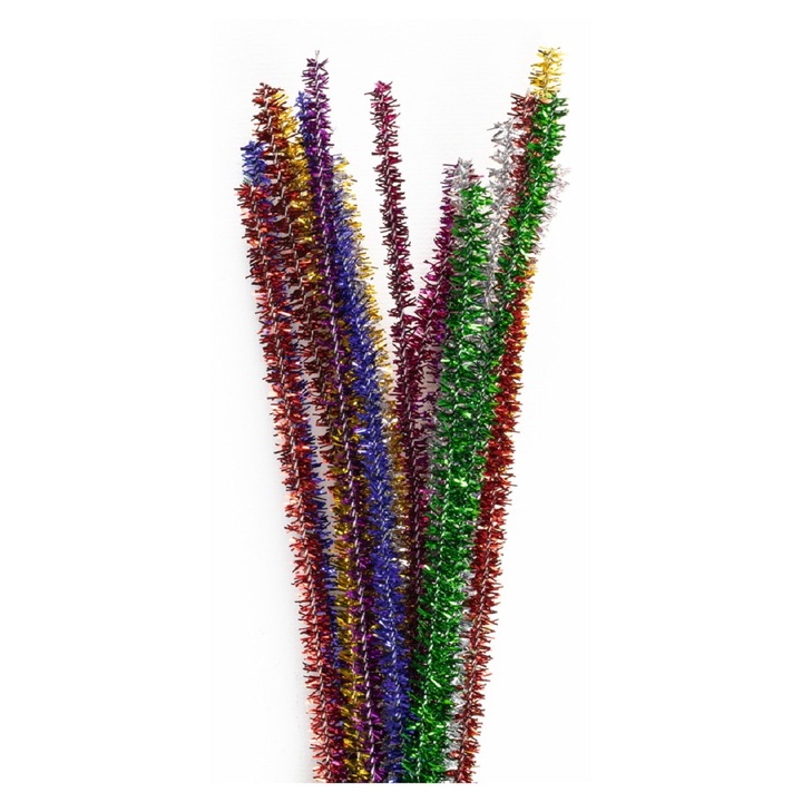 Set 10 sarme plusate Stylex cu glitter, 50 cm, diverse culori