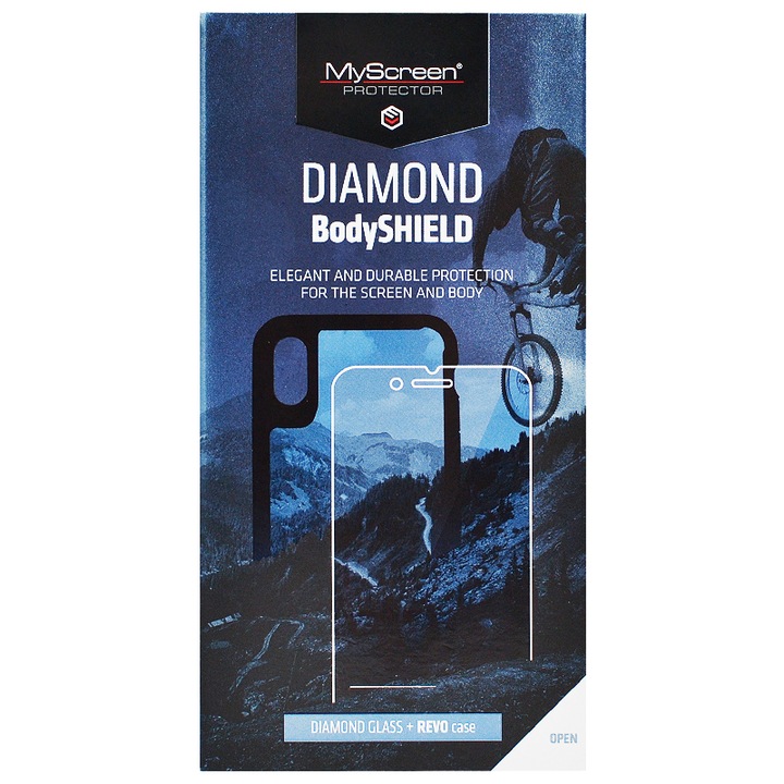 Myscreen diamond revo bodyshield képernyővédő üveg, tokbarát, 0.33mm, 9h, nem íves + telefonvédő, fekete, kompatibilis: Apple iPhone XR 6.1 / iPhone 11