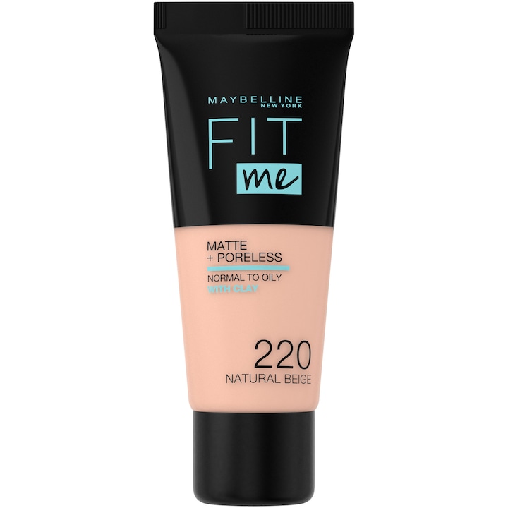 Maybelline New York Fit Me Matte & Poreless Alapozó, 220 Natural Beige, 30 ml