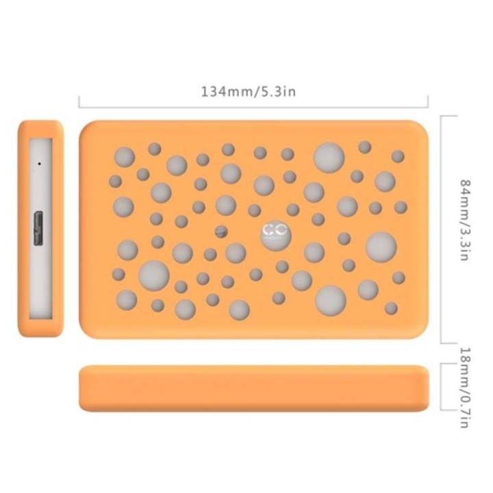 Merevlemez ház Orico 2789U3, külső, 2,5" HDD/SSD, USB3.0, narancs