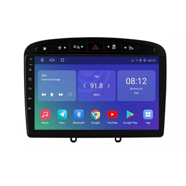 Multimedia cu navigatie pentru Peugeot 308, Android, 4+1+16, Negru