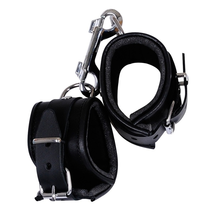 Set Catuse, Zado, pentru maini din piele naturala neagra moale, catarame metalice, latime 6,5 cm, 2 buc