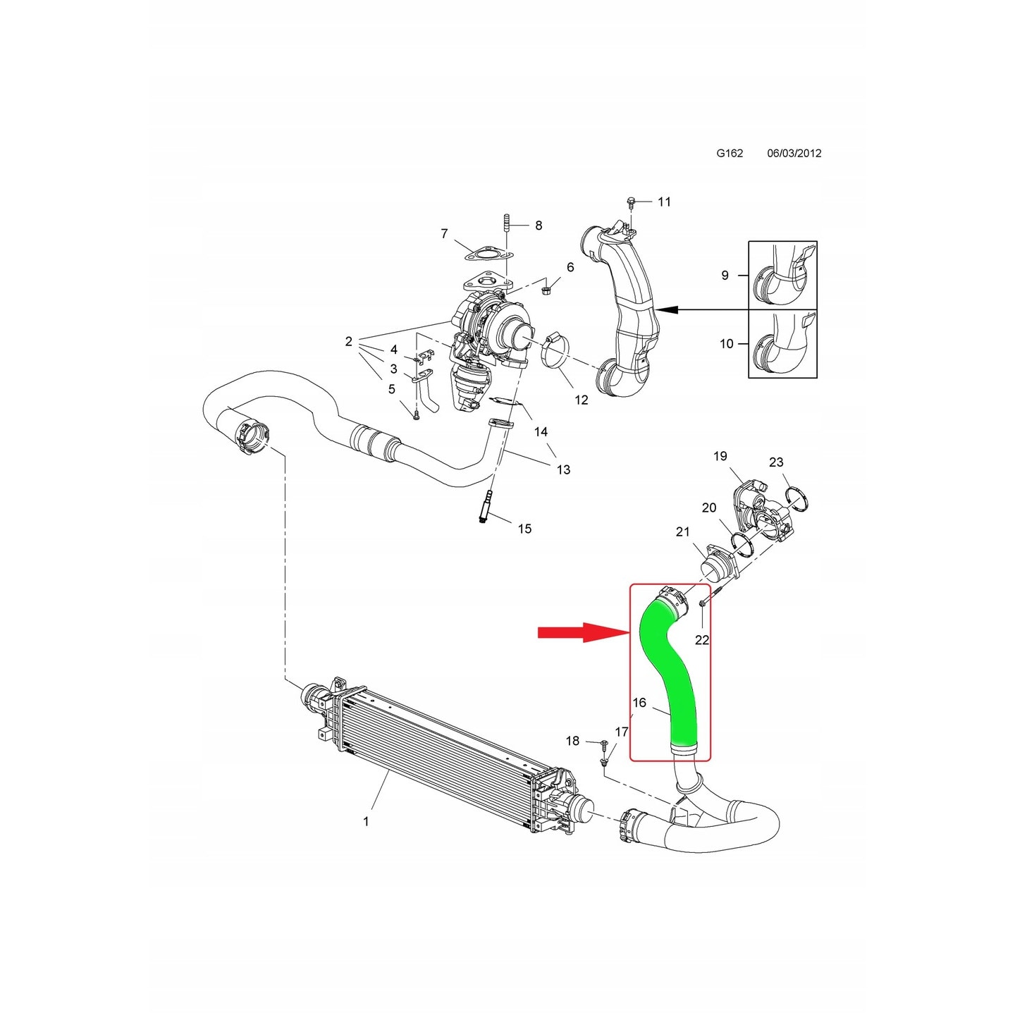 Furtun aer intercooler, Turborury, Chevrolet Trax 1.7 td Opel