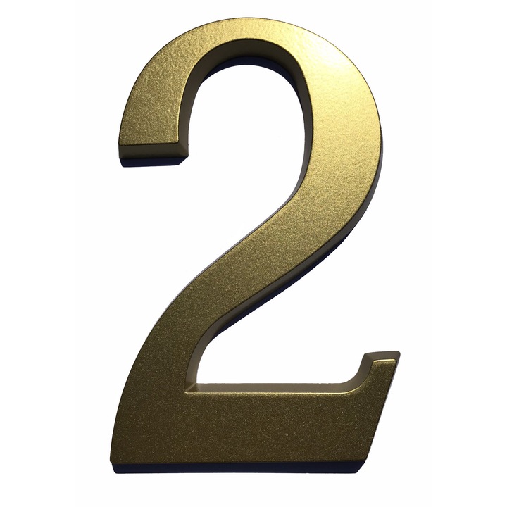 Numar casa, aluminiu, 200 mm, AURIU, Cifra 2