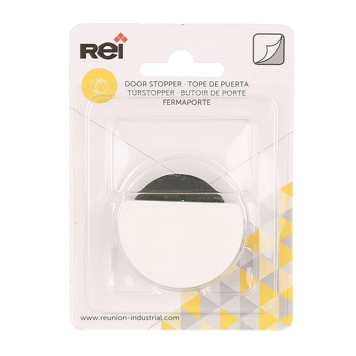 Opritor usa, pentru podea, autoadeziv, plastic, D 47 x 16 mm, alb