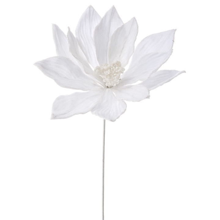 Decoratiune brad craciunita alba, diametru 25 cm