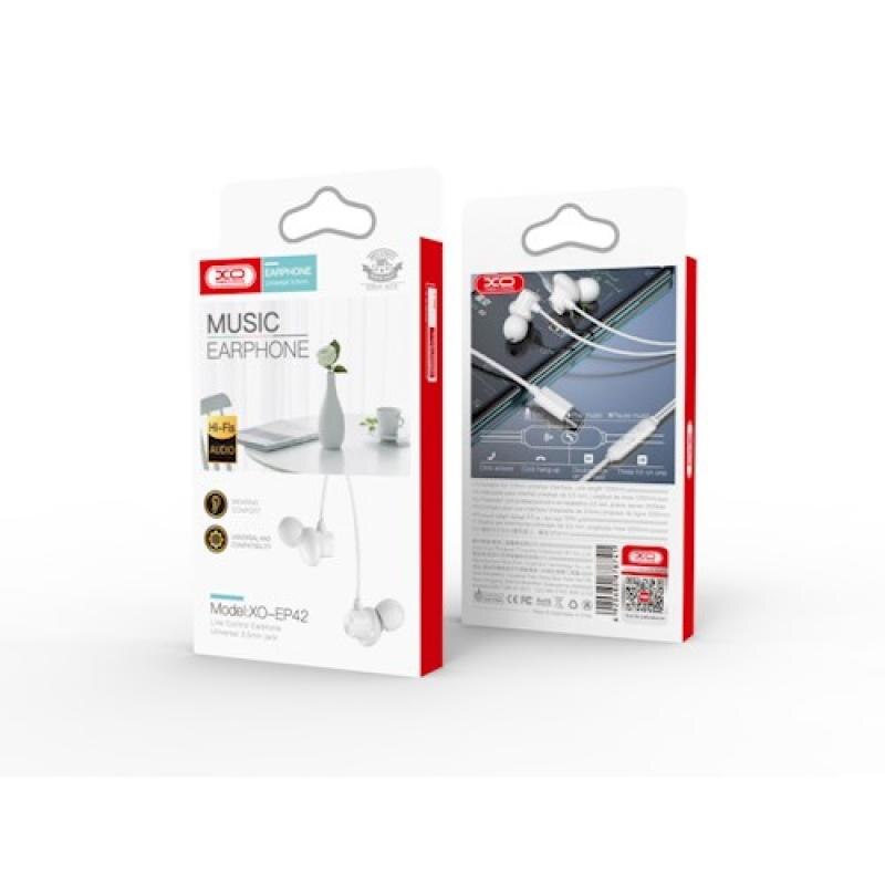Casti audio cu microfon XO EP42, Control pe fir, USB Type-C, Lungime cablu 1.2m, Alb