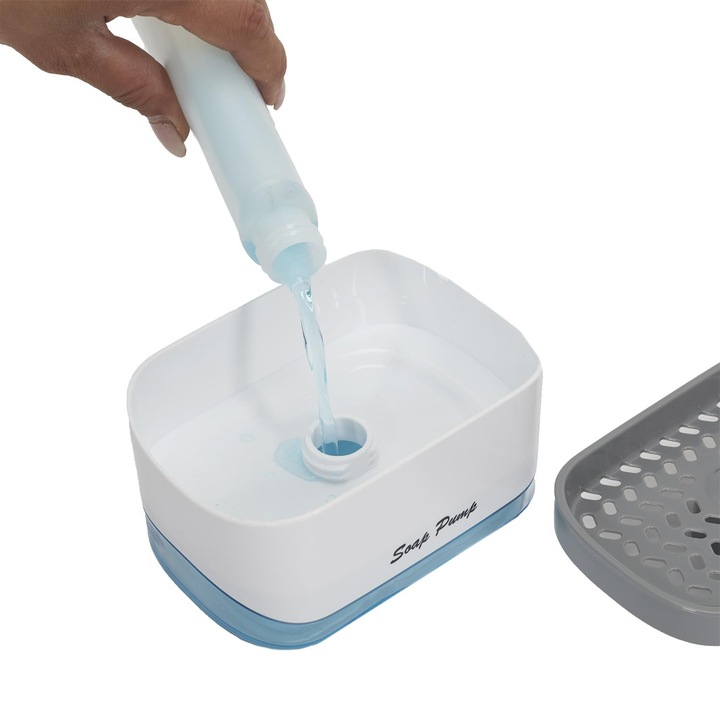 Suport burete vase cu rezervor sapun integrat, 300 ml