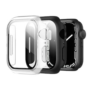 Set 2 huse rigide protectie ceas, Pentru Apple Watch Series 8/7 45 mm, Negru/Alb
