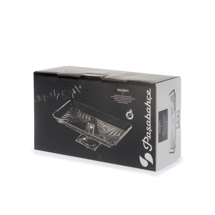 Üvegtálca lábakkal, Madlen 27,5x13,5x8 cm