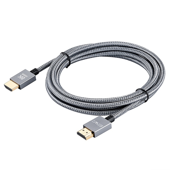 Cablu HDMI 2.1, 8K, 48 Gbps, Nylon, 1.5m, Gri