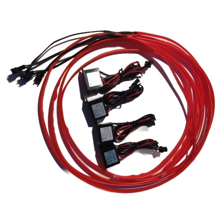 Kit Lumini Ambientale Neon Flexibil Rosu pentru Portiere Auto