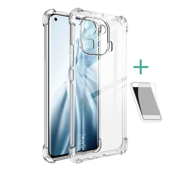 Силиконов протектор за телефон IMAK (средна устойчивост на удар, въздушен ъгъл + протекторно фолио за екран) ПРОЗРАЧЕН [Xiaomi Mi 11 Pro 5G] (5996591071749) - Калъф за телефон