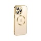 Husa Luxury tip MagSafe compatibila cu iPhone 14, Full protection, Margini colorate, Auriu