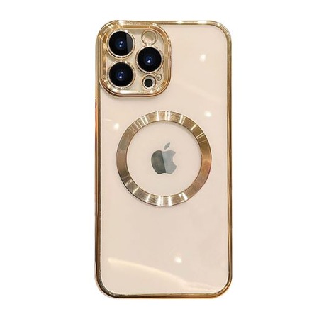 Husa Magsafe Luxury compatibila cu Iphone 14 Pro Max cu protectie camera, Auriu, TELGORBCS
