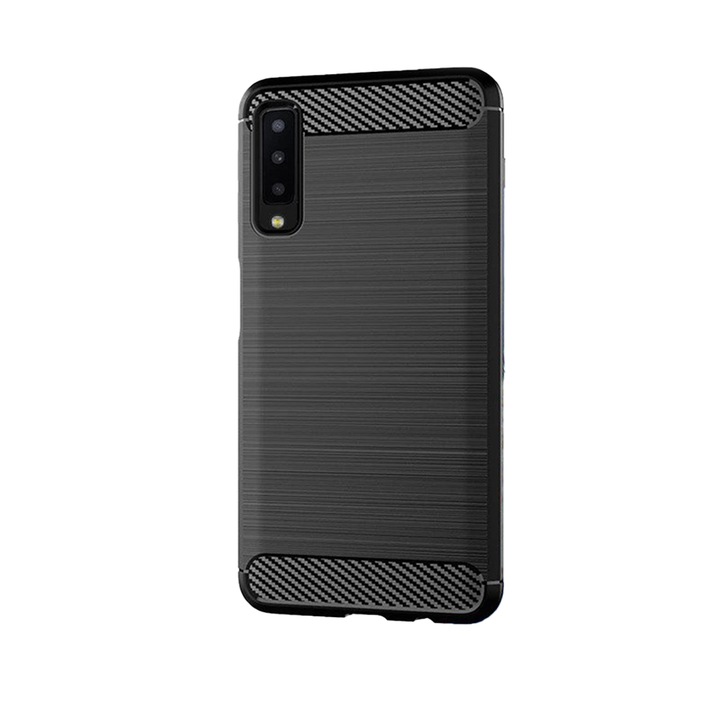 Husa Compatibil cu Telefon Carbon, Compatibila cu Samsung Galaxy A7 2018, Armored Shockproof G-Tech, Finisaj Mat, Negru
