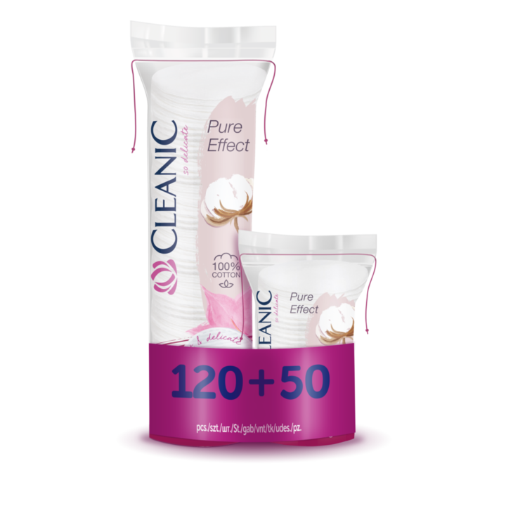 Cleanic PURE EFFECT памучни тампони 120+50 бр