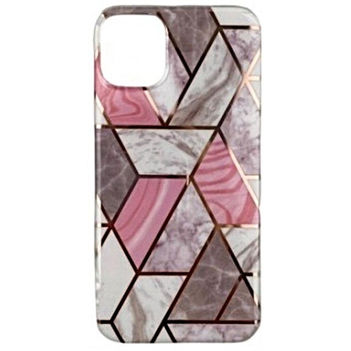 Husa de Protectie, pentru Huawei P Smart 2021, din TPU Soft IMD, Marble Geometric, Alb