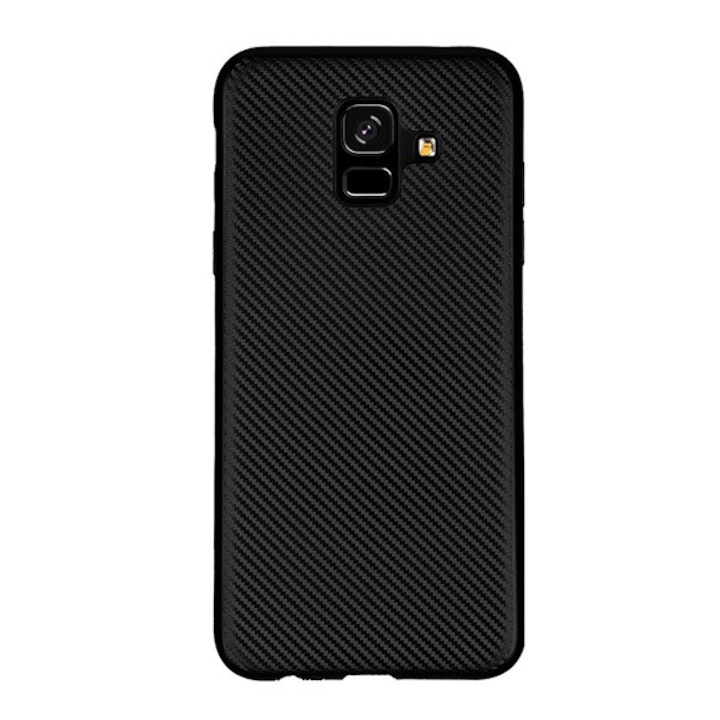 Szilikon telefonvédő (karbon minta) FEKETE [Samsung Galaxy A6 (2018) SM-A600F] (5996457772803)