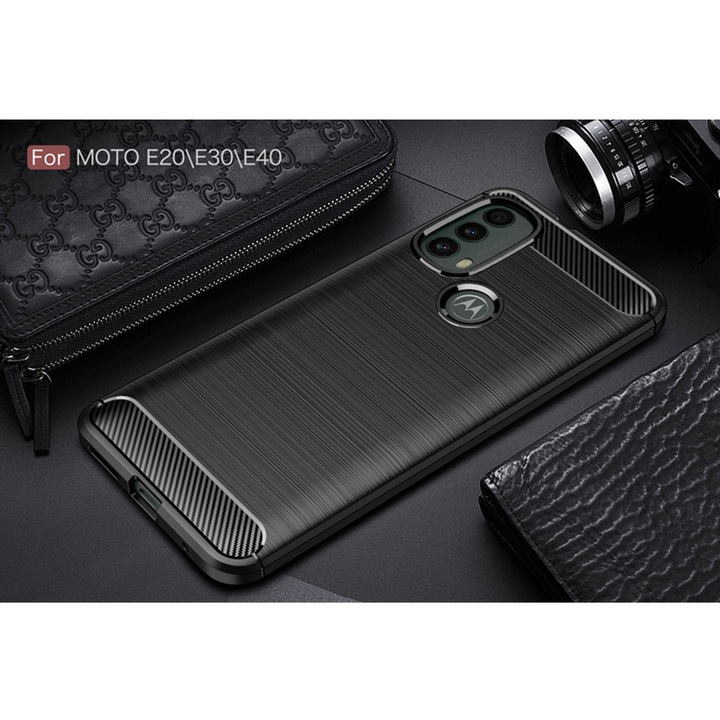 Калъф G-Tech, Съвместим с Mototola Moto E20/E30/E40, Удароустойчив, Черен