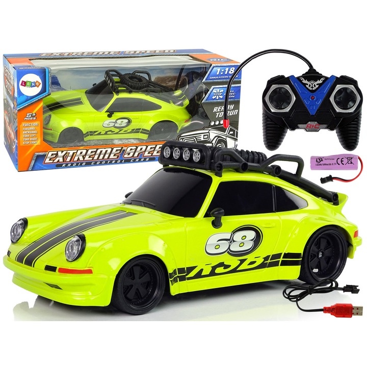 Кола с дистанционно управление Lean Toys, пластмаса/метал, 1:18, 6+ години, зелен