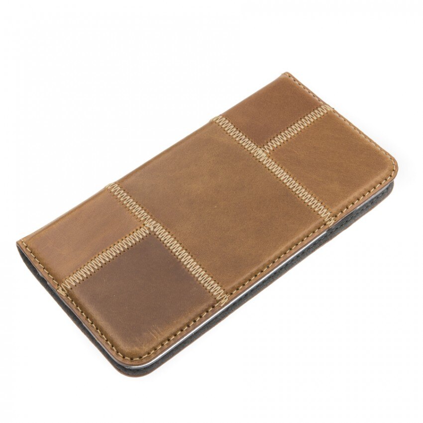 Husa Tellur magnetica din Piele naturala pentru iPhone 7, Maro, model Patch